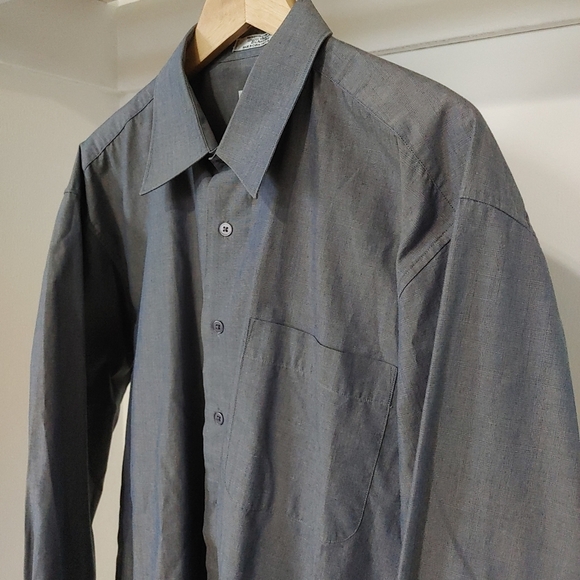 VanHeusen | Mens grey/blue color shift button up dress shirt - Picture 3 of 10